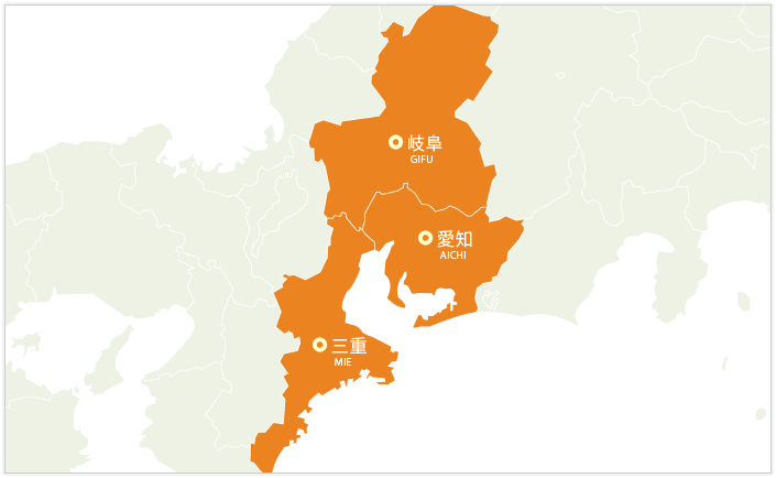 愛知県の業務用エアコン取り付け工事可能エリア