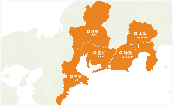 山梨県甲府市の業務用エアコン取り付け工事可能エリア